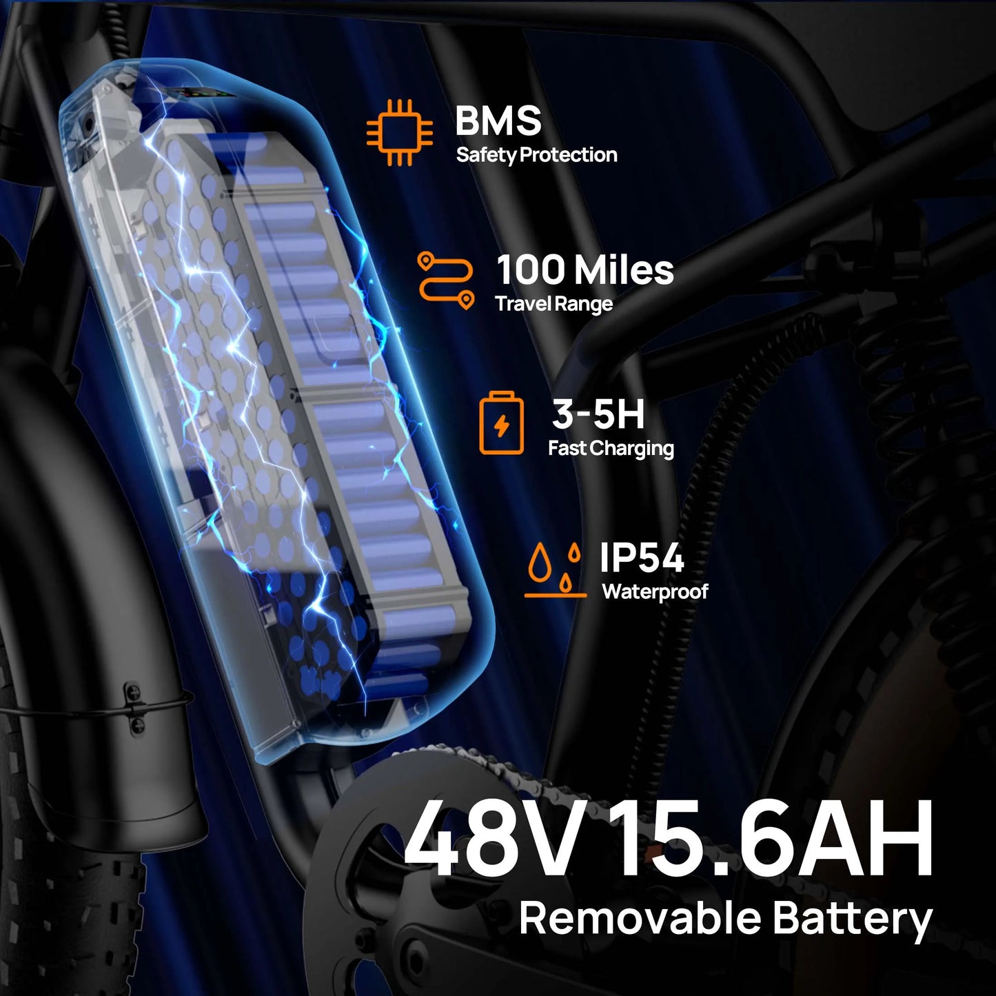 URLIFE Peak 1500W Electric Mountain Bike Removable 48V Battery