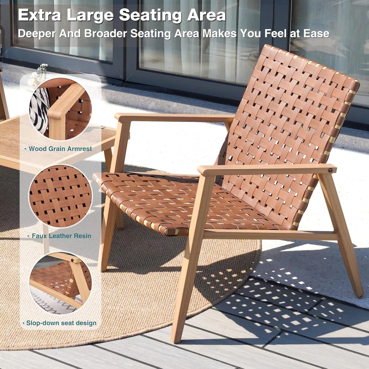 HUANZHUANG 3 Piece Patio Bistro Set Outdoor Conversation Chairs Coffee Table