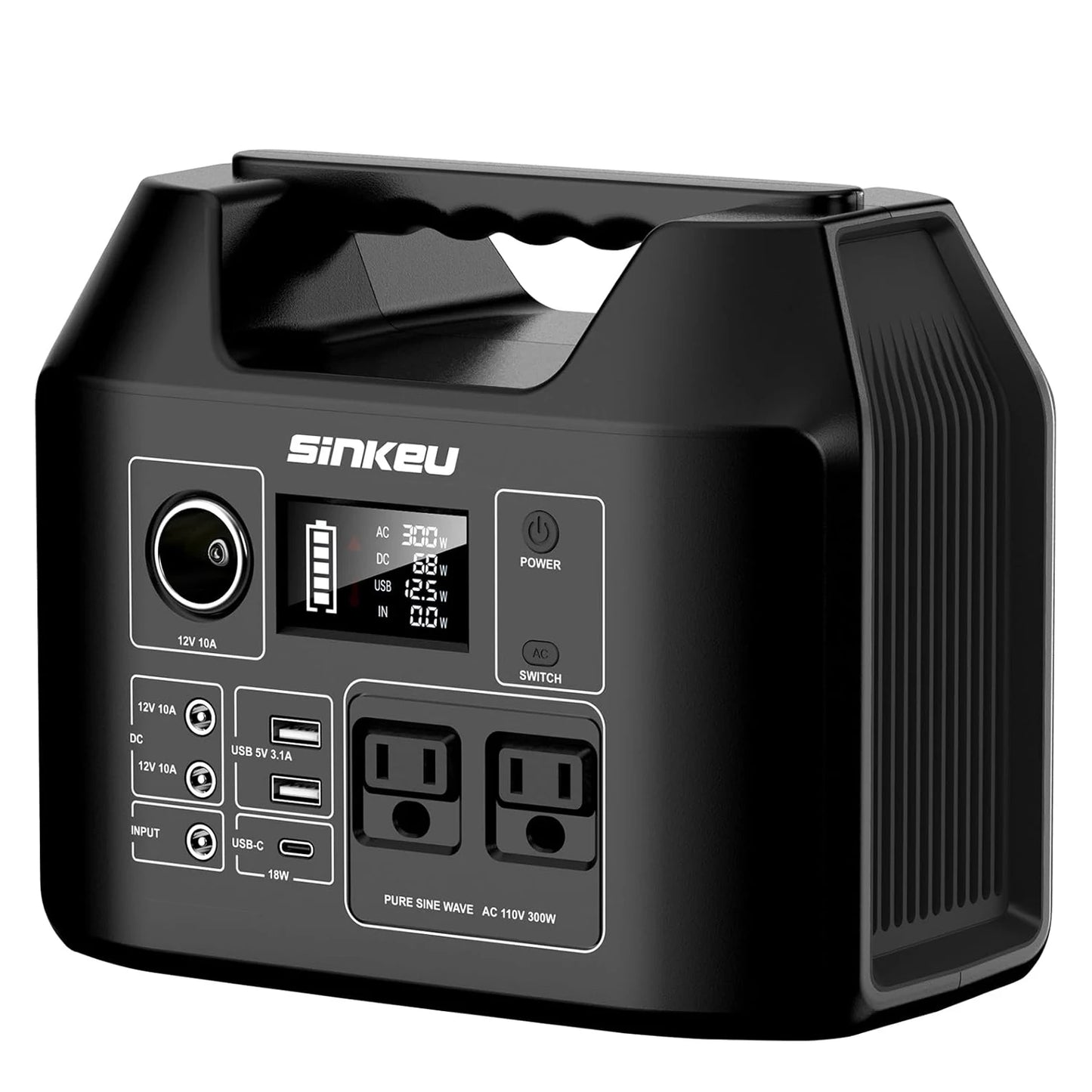 SinKeu Portable Power Station 300W Solar Generator LiFePO4 Battery Pack