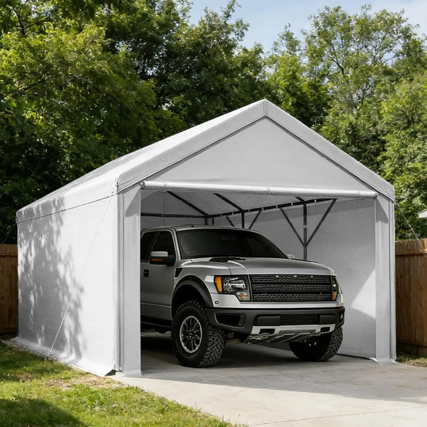 Heavy Duty Carport Canopy Portable Garage With Removable Sidewalls