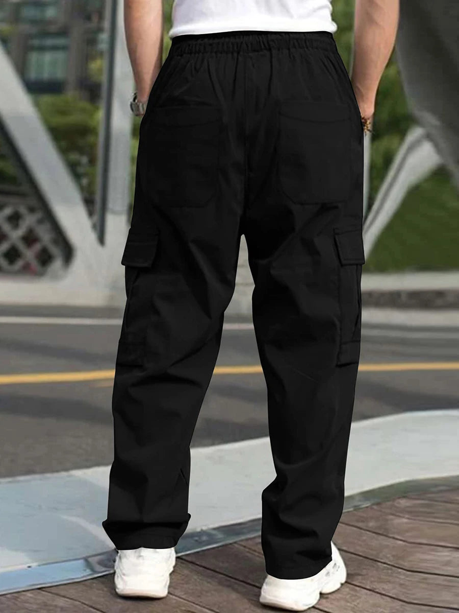 Hirigin Men Loose Cargo Pants With Pockets