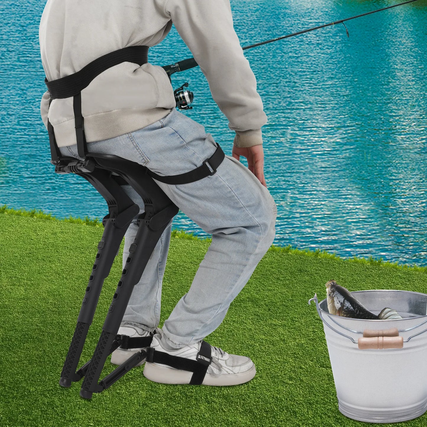 Bymaocar Wearable Chair Portable Ergonomic Seat For Outdoors And Fishing