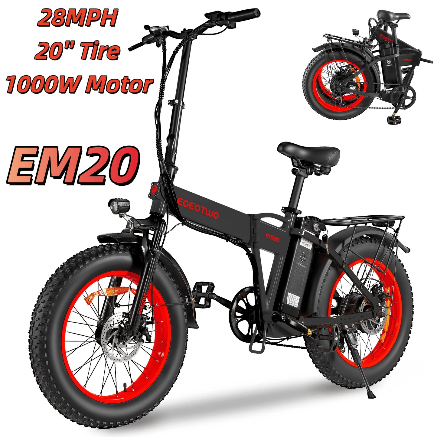 EOEOTWO E01 Electric Bike 1500W Peak 34MPH Fat Tire