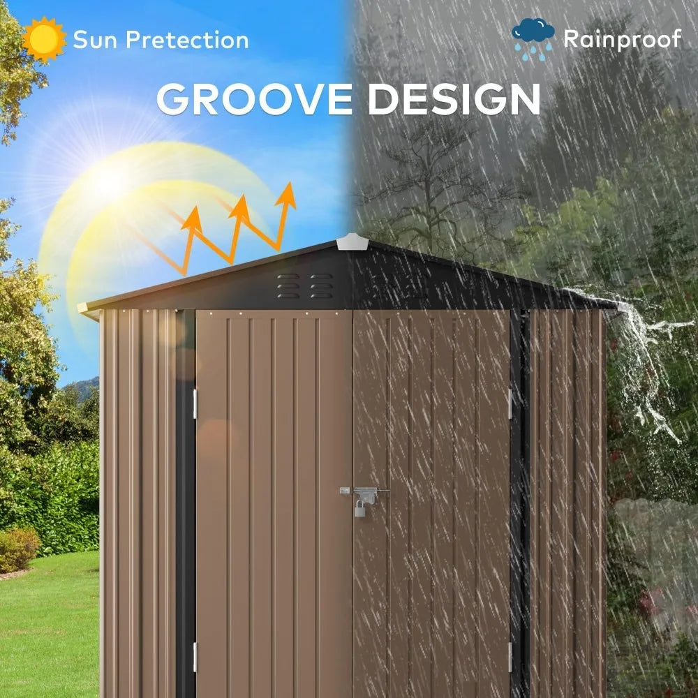 Galvanized Outdoor Storage Shed With Double Lockable Doors