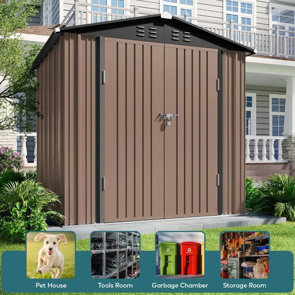 Galvanized Outdoor Storage Shed With Double Lockable Doors