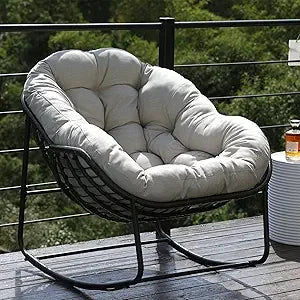 TIFICY Outdoor Wicker Egg Swing Chair With Cushion