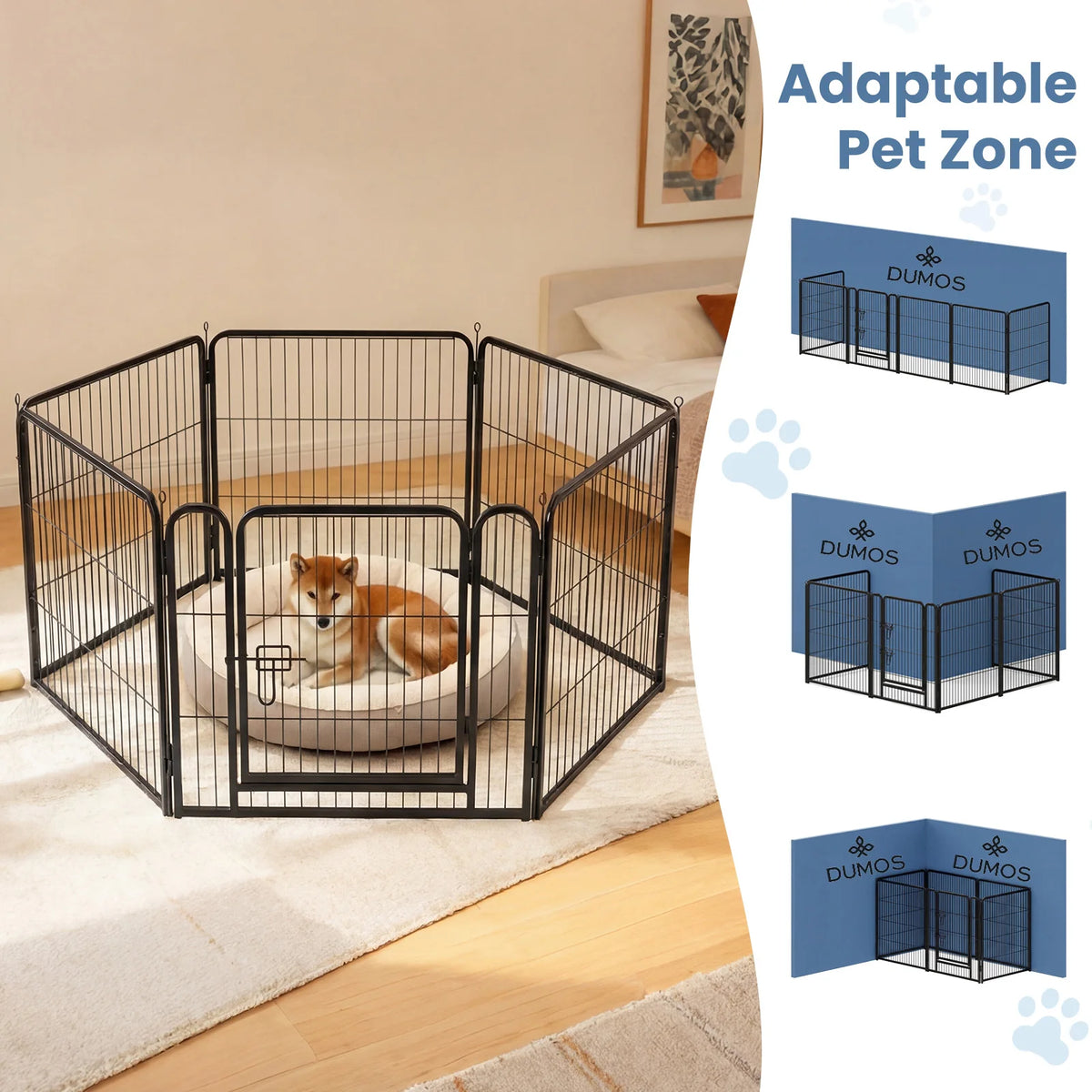 JHK Sturdy Metal Dog Playpen Pet Exercise Fence Barrier