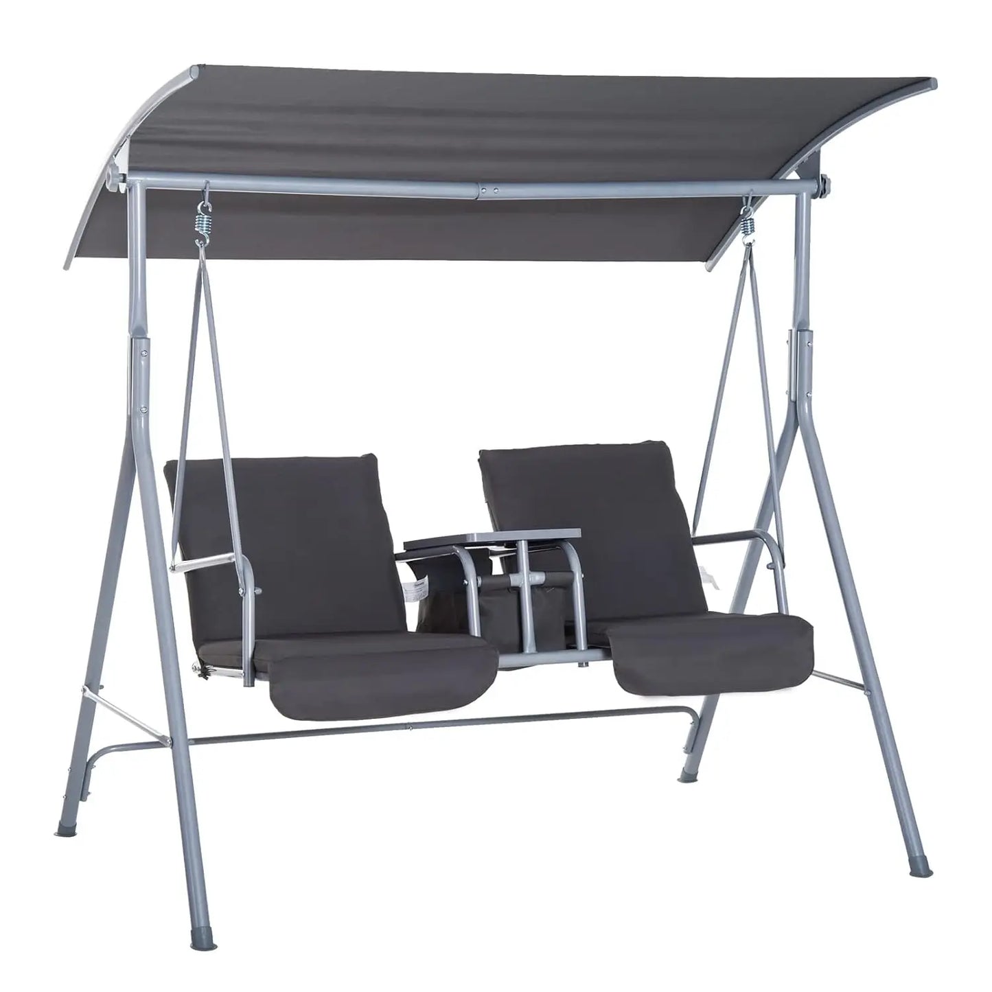 HUANZHUANG 2 Person Outdoor Porch Swing With Canopy And Table