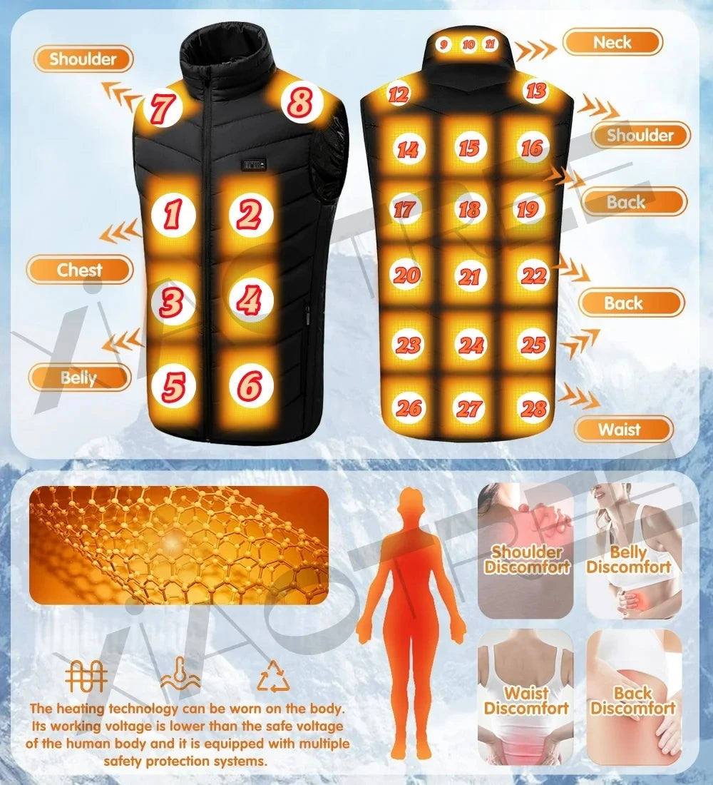 XIAOTREECN Heated Vest For Men Women USB Electric Warmer Jacket