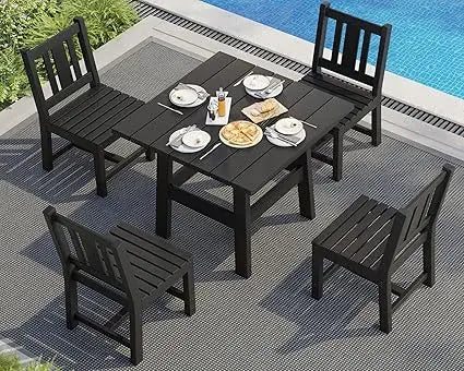 Outdoor WeatherResistant FivePiece Dining Set With Four Cushioned Chairs UmbrellaHole