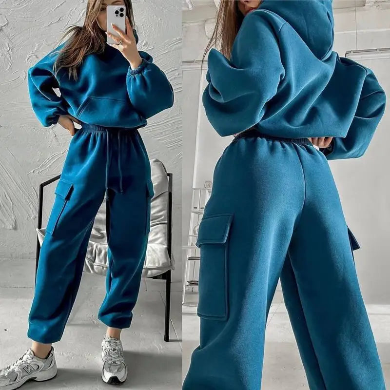 NONECN Womens Sweatsuit Set Zip Hoodie Jacket And Pants Activewear
