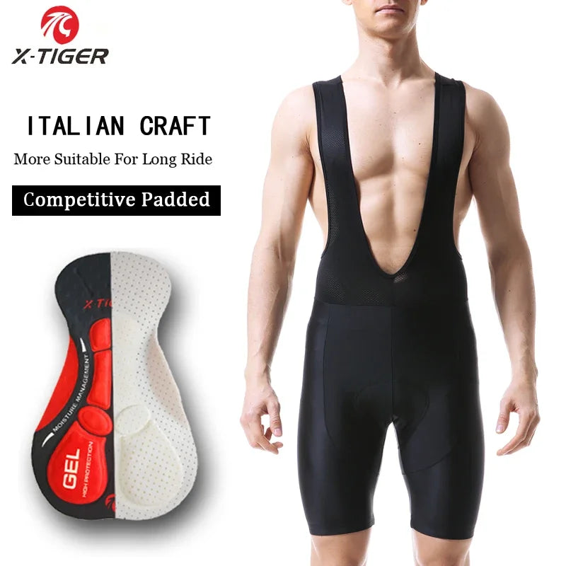 X-TIGERCN Pro Cycling Bib Shorts With 5D Gel Pad Cushion