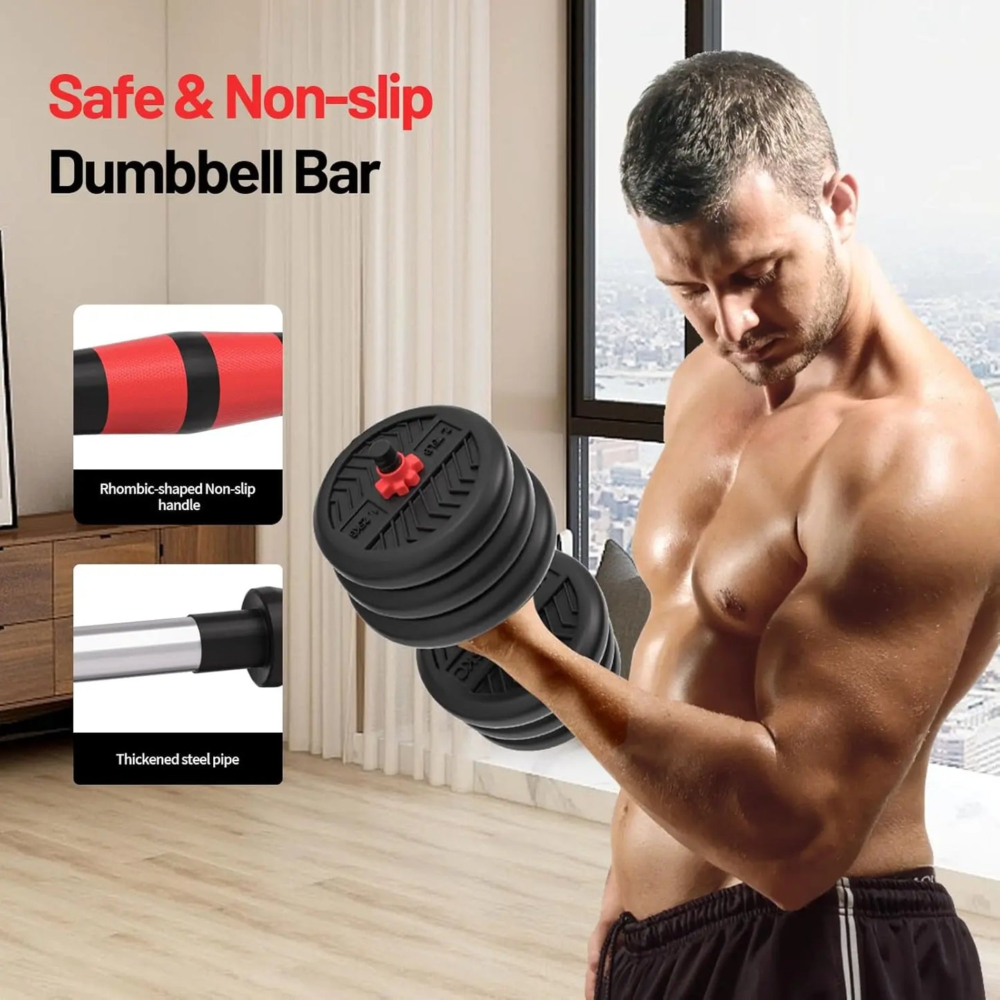 Adjustable Dumbbell Set 20 To 80 Lbs For Home Workouts
