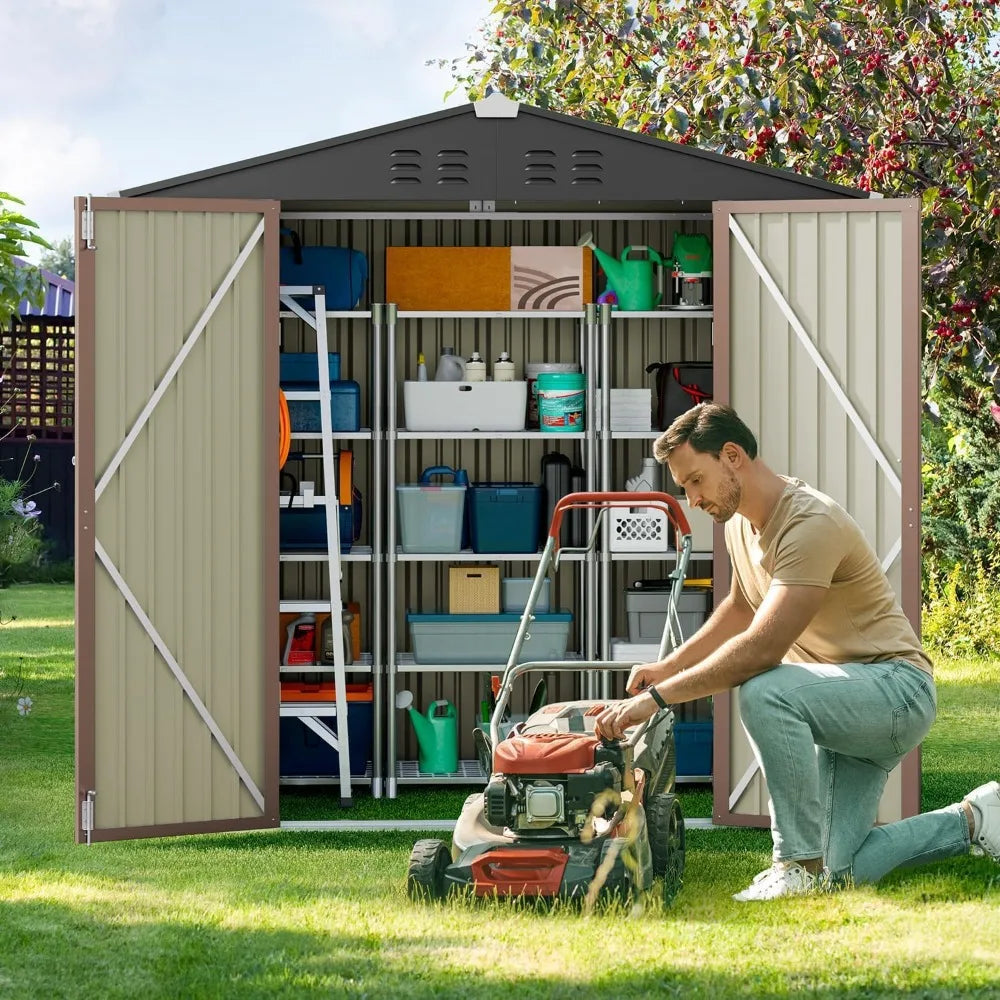 Galvanized Outdoor Storage Shed With Double Lockable Doors
