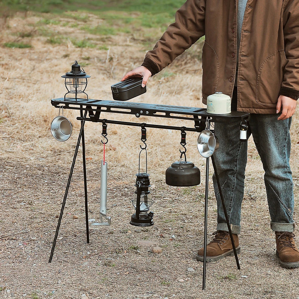 Electric Folding Camping Hanging Rack Portable Shelf with Hook Triangle Storage Hanger
