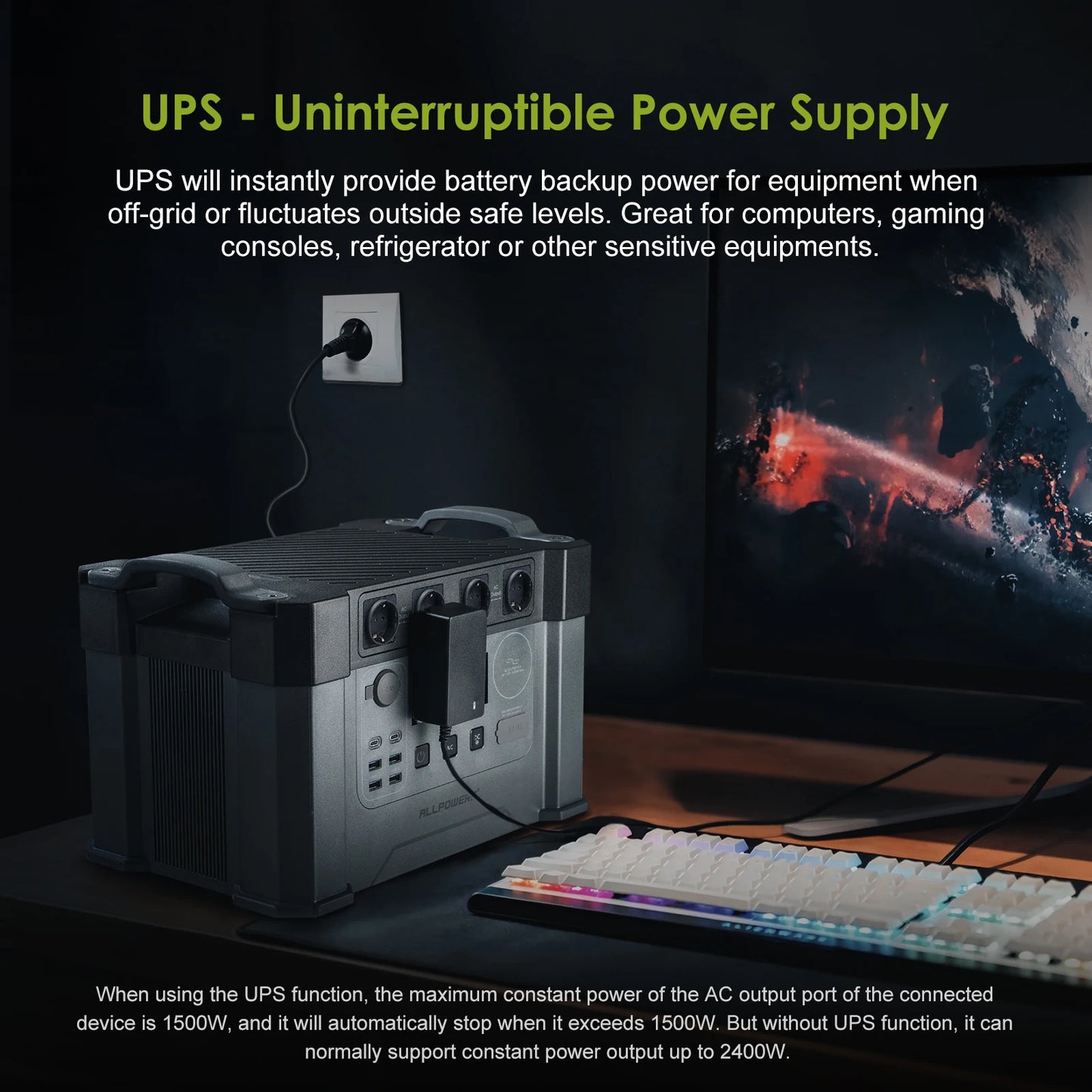 ALLPOWERS S2000 Pro 2400W MPPT Portable Power Station With 4x100W Foldable Solar Panels