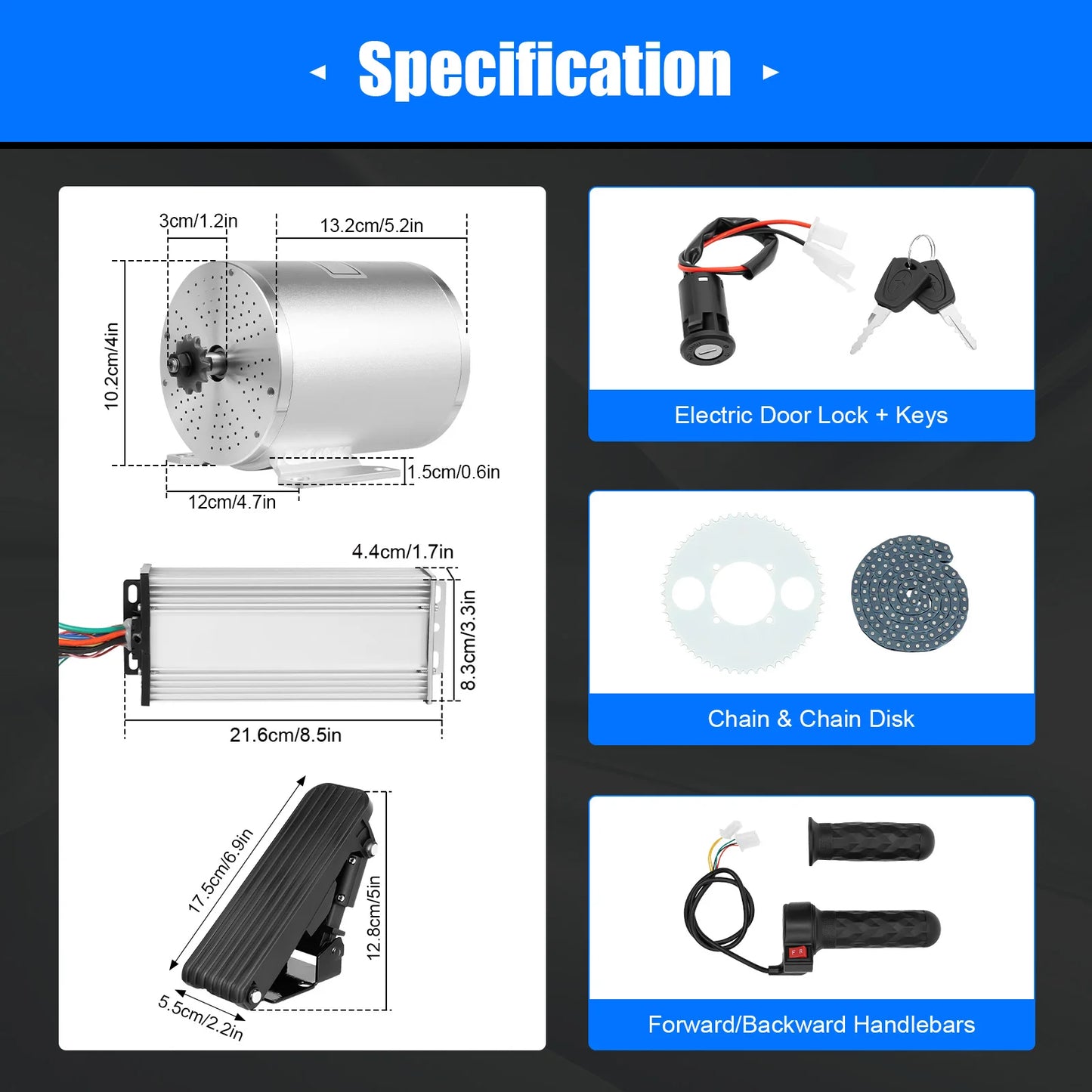 Brushless Motor 3000W E-Bike Kit 48-72V High-Performance Three-Speed Controller Module