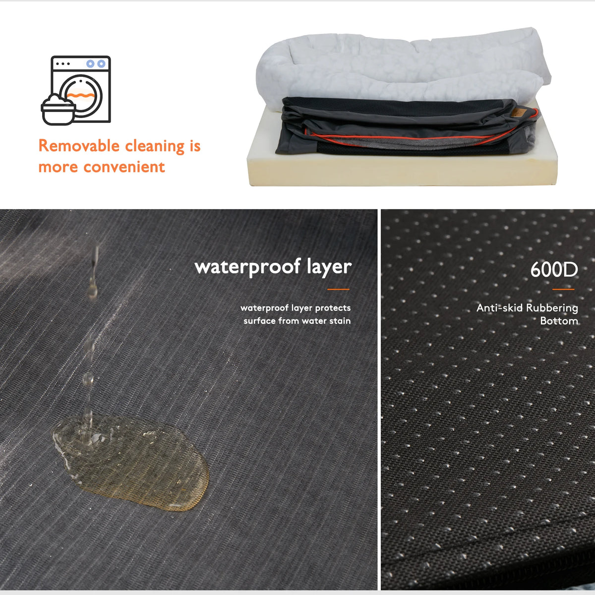 BINGOPAW Large Dog Bed With Anti Allergy Removable Cover