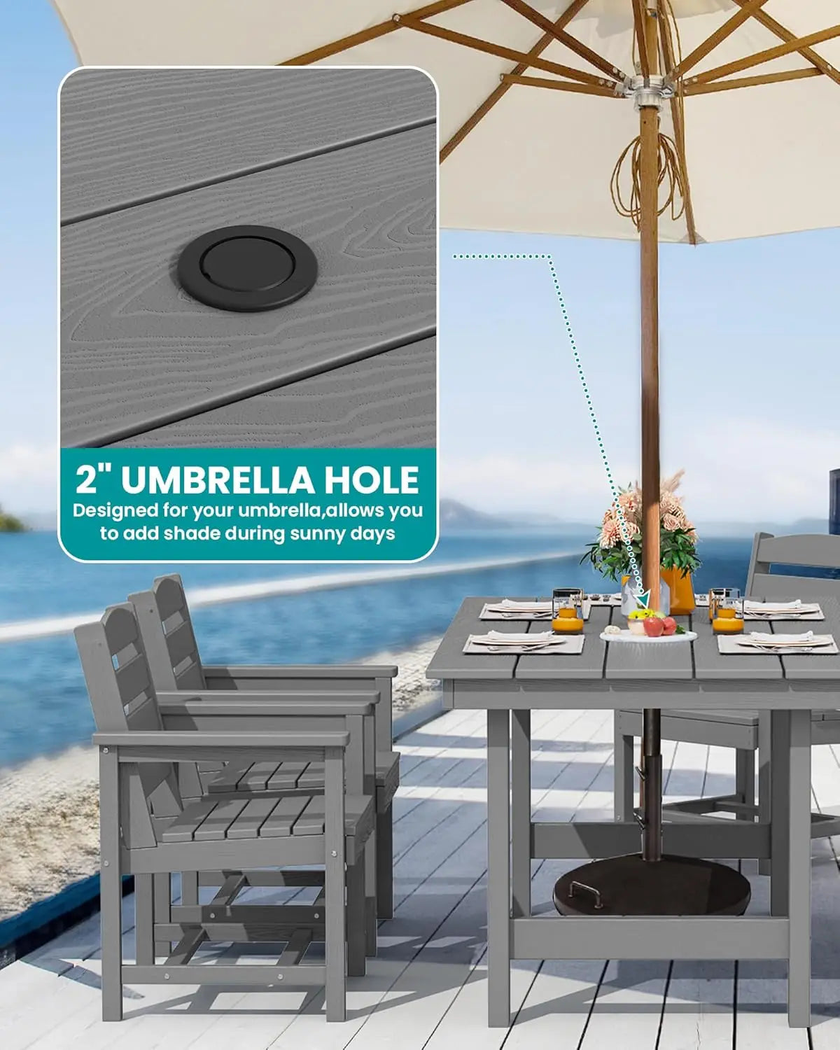 Outdoor Dining Table Set With Six Chairs Minimalist Modern