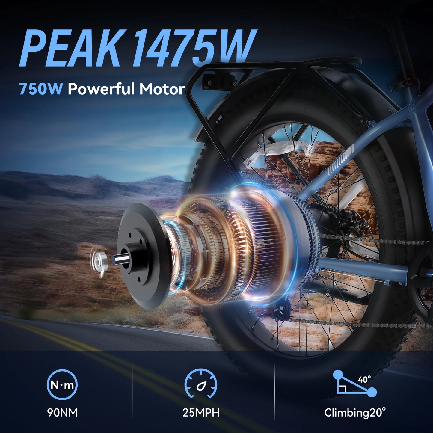 Electric Fat Tire Bike With 1500W Peak Motor For Adults