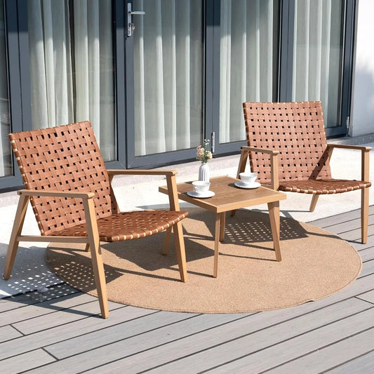 HUANZHUANG 3 Piece Patio Bistro Set Outdoor Conversation Chairs Coffee Table