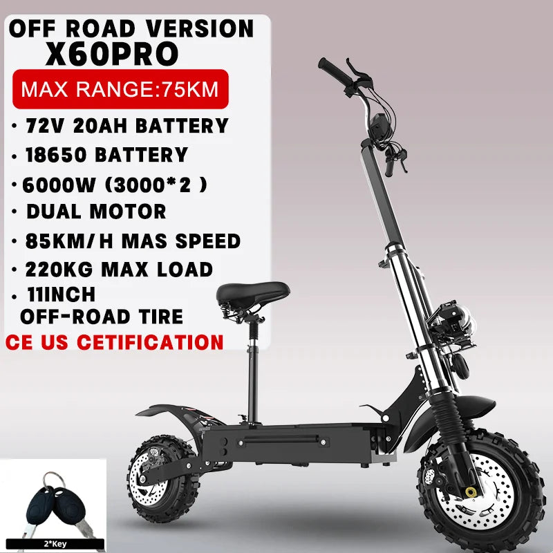 Jueshuai Outdoor X60 72V 6000W Dual Motor Electric Scooter