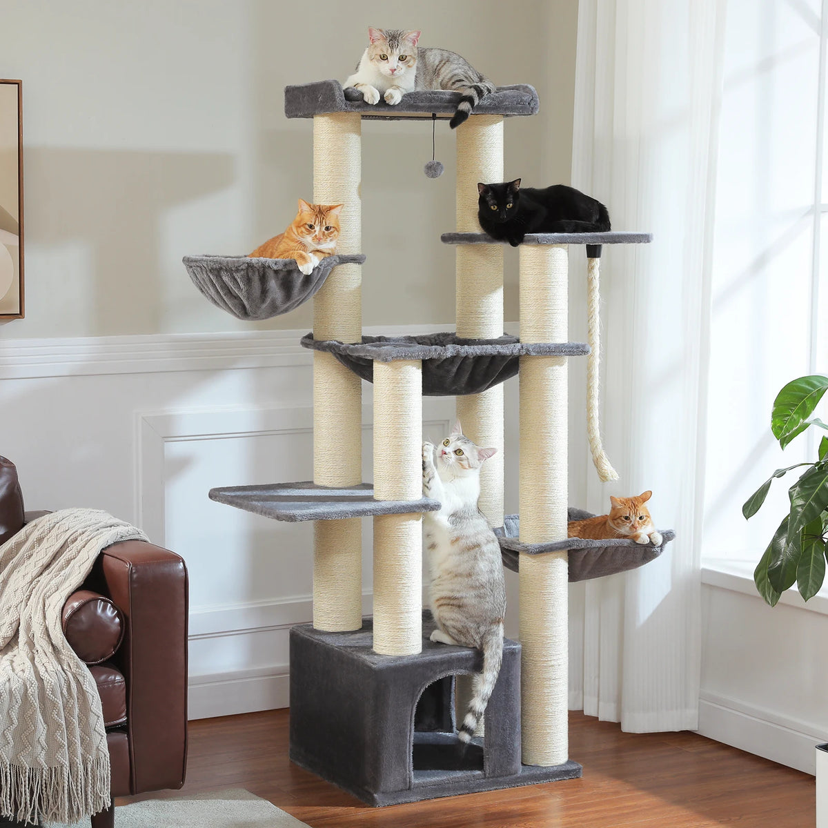 PAWZ Road Multi-Level Cat Tree With Hammock And Scratching Posts
