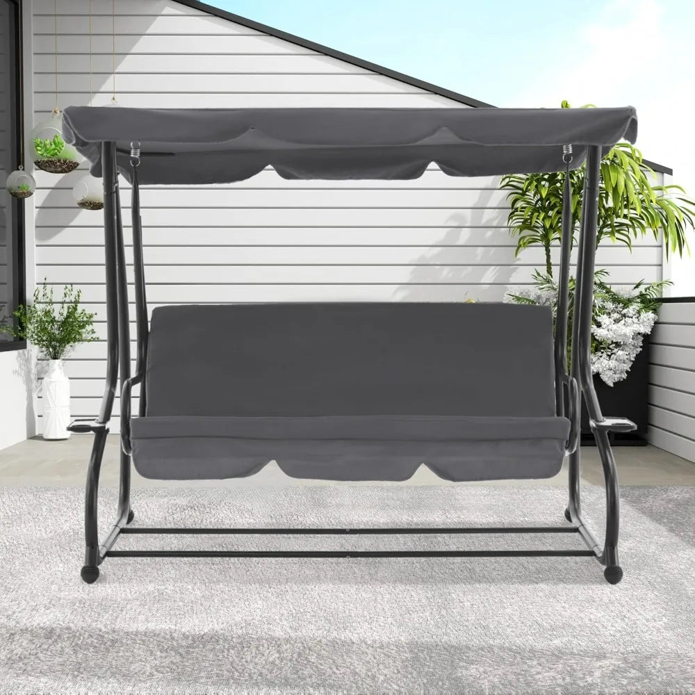 Three Seat Patio Swing Chair With Adjustable Canopy