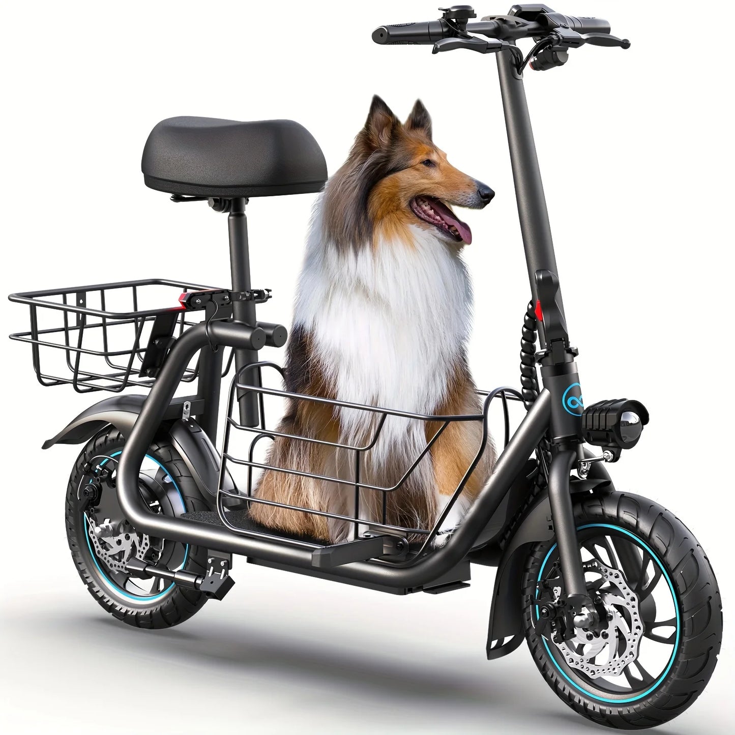 Gyroor Electric Scooter With Pet Basket Foldable 20 Mile Range