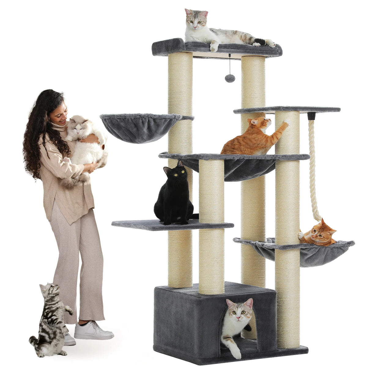 PAWZ Road Multi-Level Cat Tree With Hammock And Scratching Posts