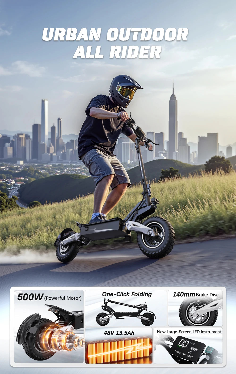 OOTD T10 Foldable Electric Scooter 900W Motor 18Ah Battery