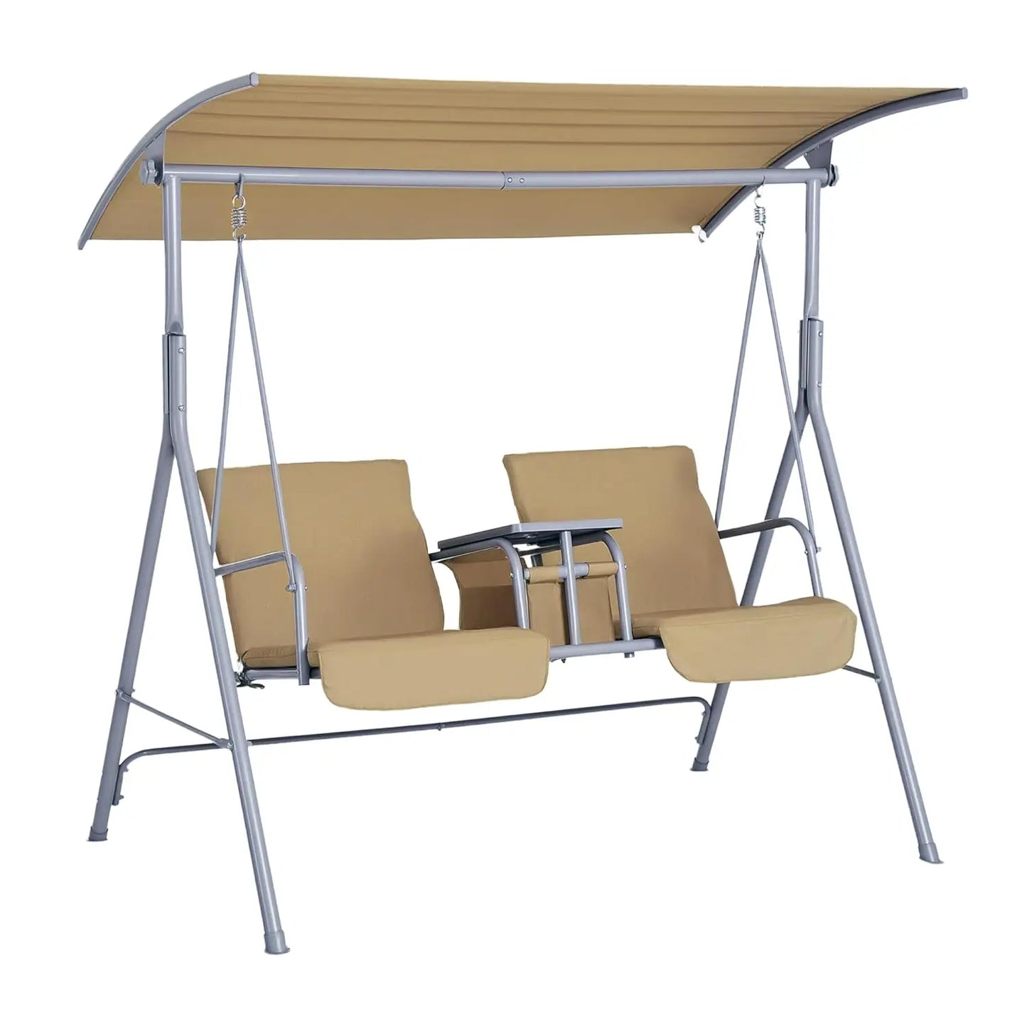 HUANZHUANG 2 Person Outdoor Porch Swing With Canopy And Table