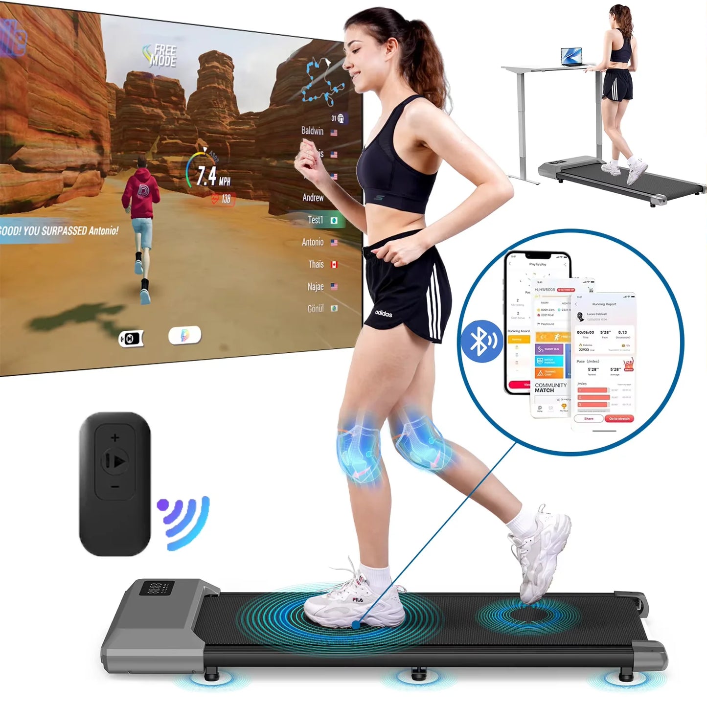 2in1 Walking Pad Mini Treadmill For Home And Office