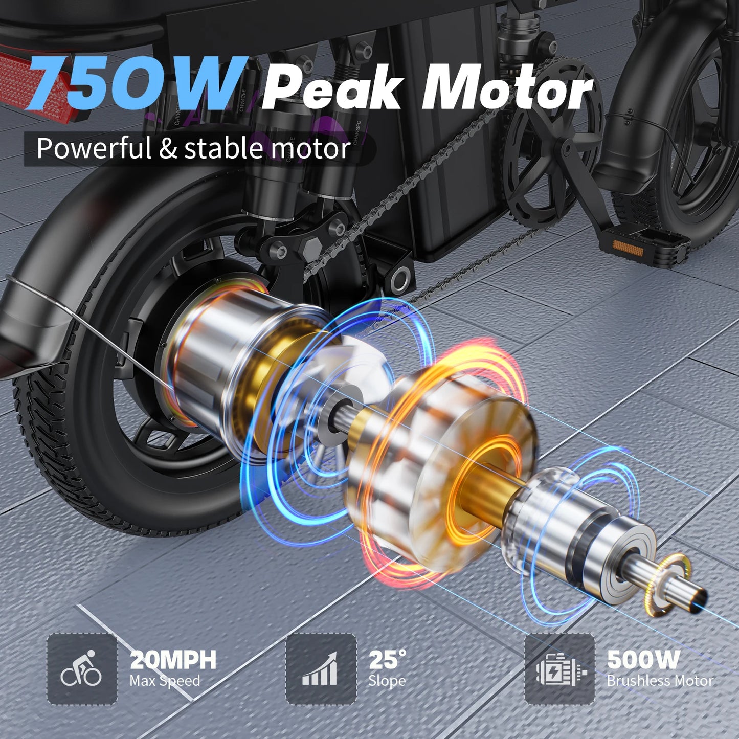 Electric Folding Bike For Adults With 750W Peak Motor And 20 MPH Top Speed For Commuters