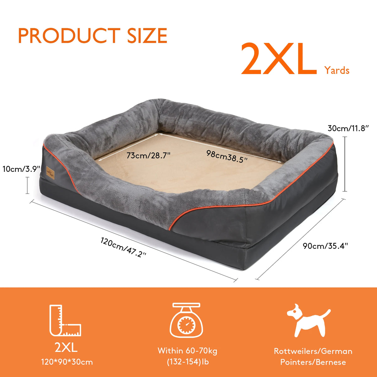 BINGOPAW Large Dog Bed With Anti Allergy Removable Cover