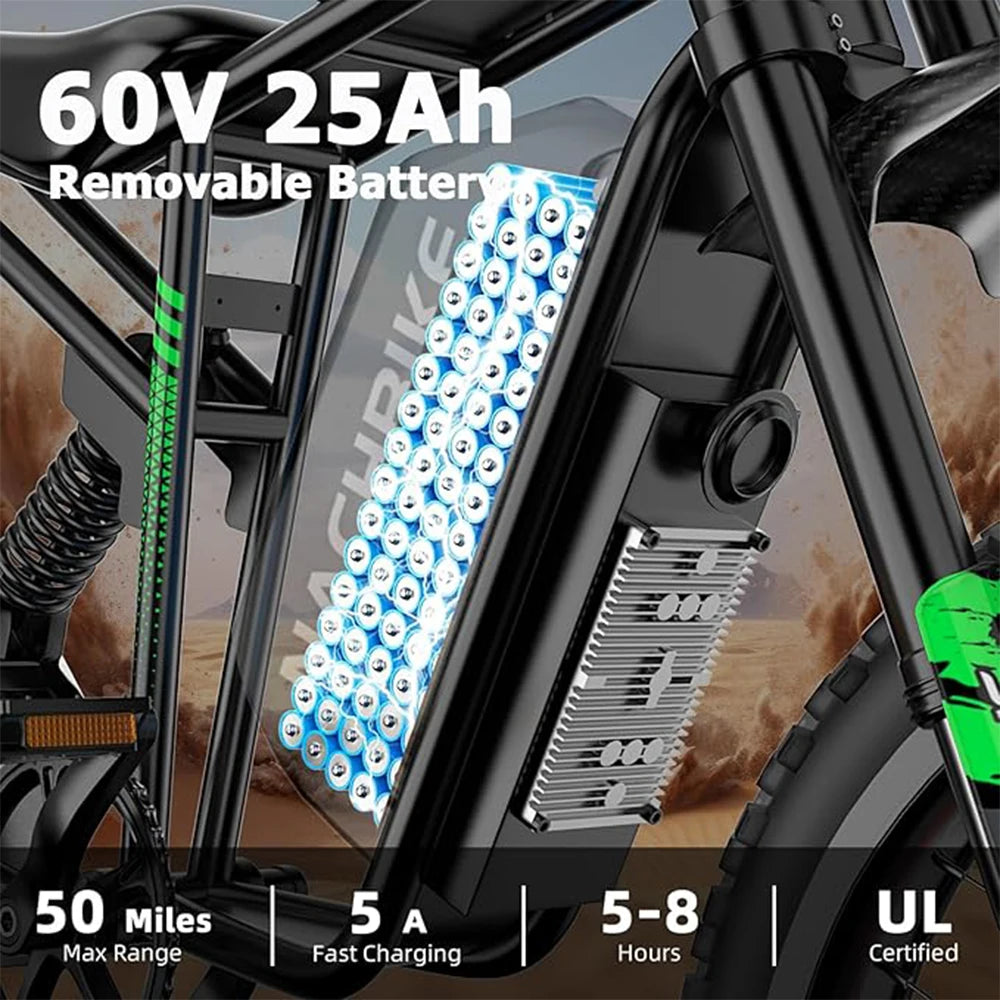 6000W High Performance Dirt Bike Featuring 60V 25Ah Battery