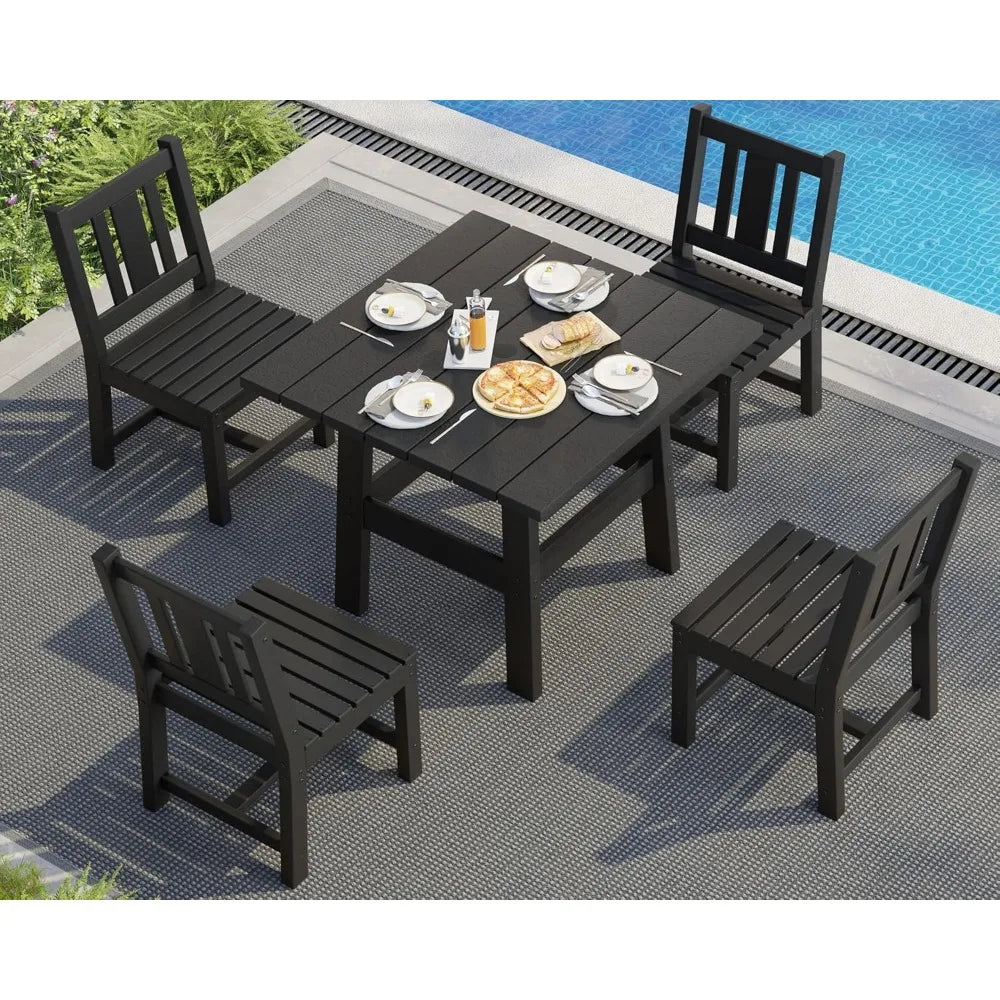 Outdoor WeatherResistant FivePiece Dining Set With Four Cushioned Chairs UmbrellaHole