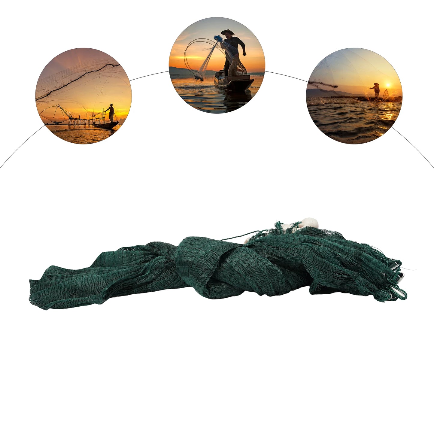 Bymaocar Fishing Net With Weights And Floats Hand Throw Net