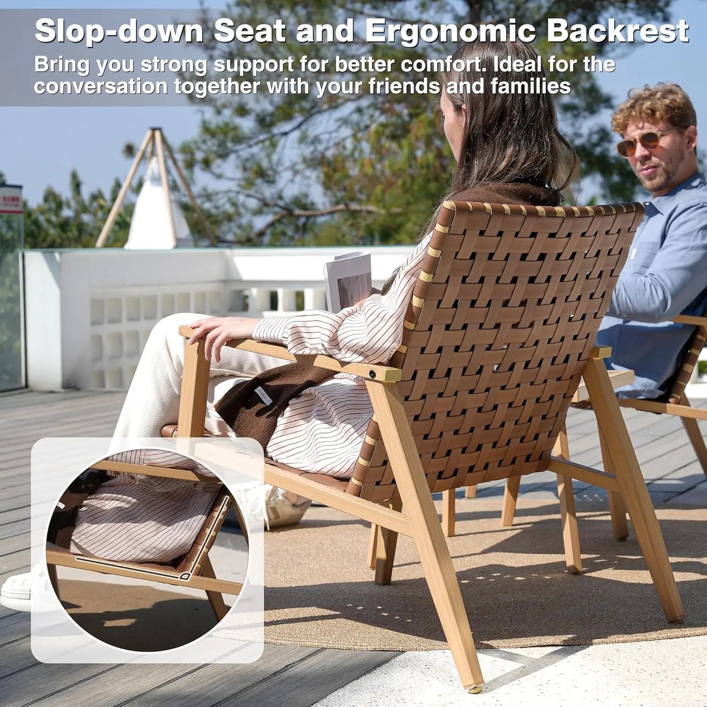 HUANZHUANG 3 Piece Patio Bistro Set Outdoor Conversation Chairs Coffee Table