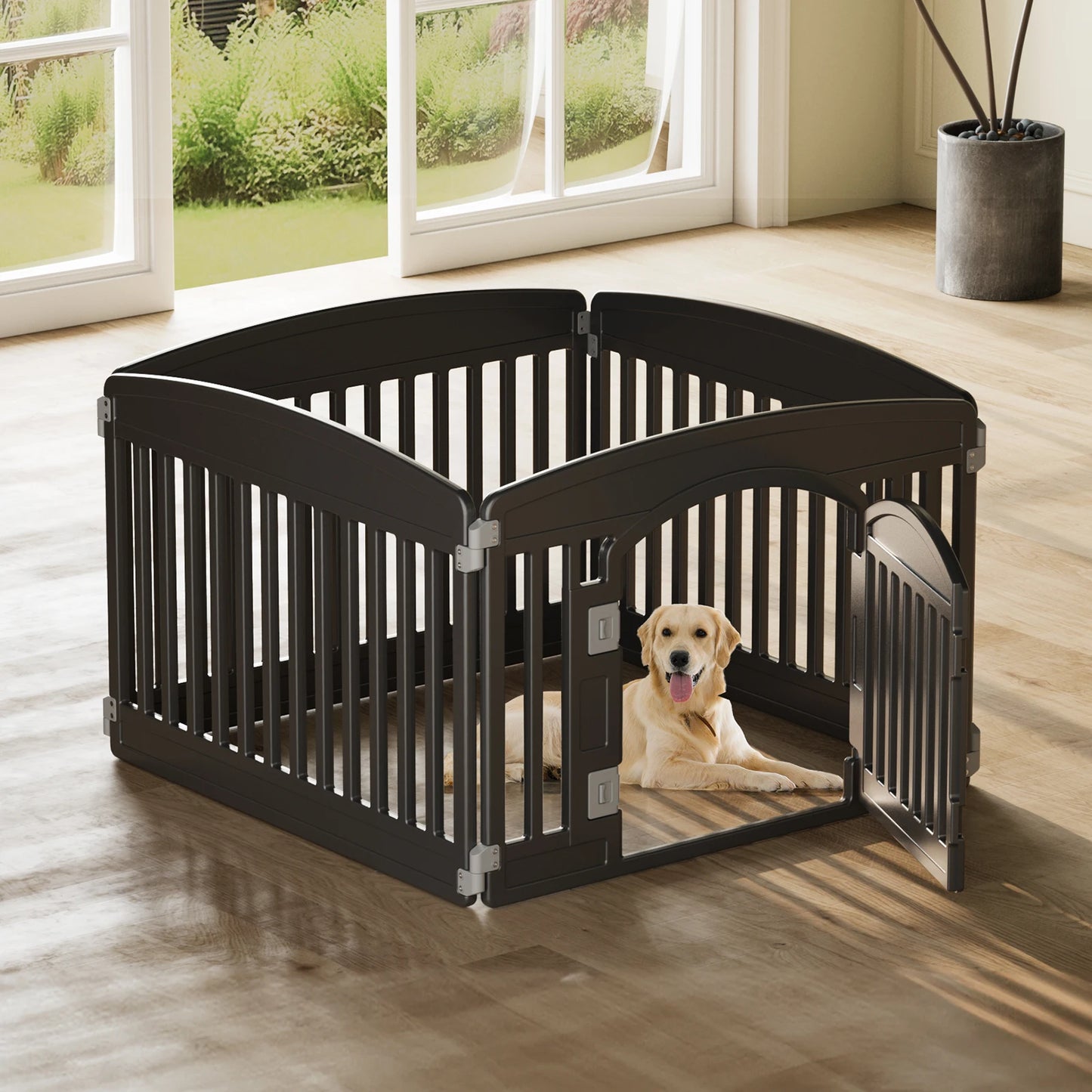 JHK IndustrialGradeHeavyDuty 6-Panel Plastic Dog Playpen Expandable For Medium Dogs