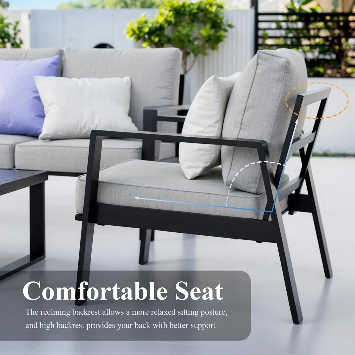 Aluminum Outdoor Patio Furniture Set With Coffee Table Modern