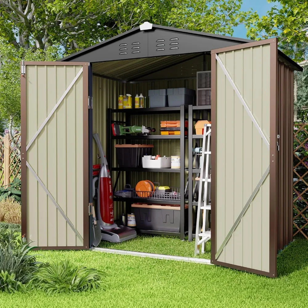Galvanized Outdoor Storage Shed With Double Lockable Doors