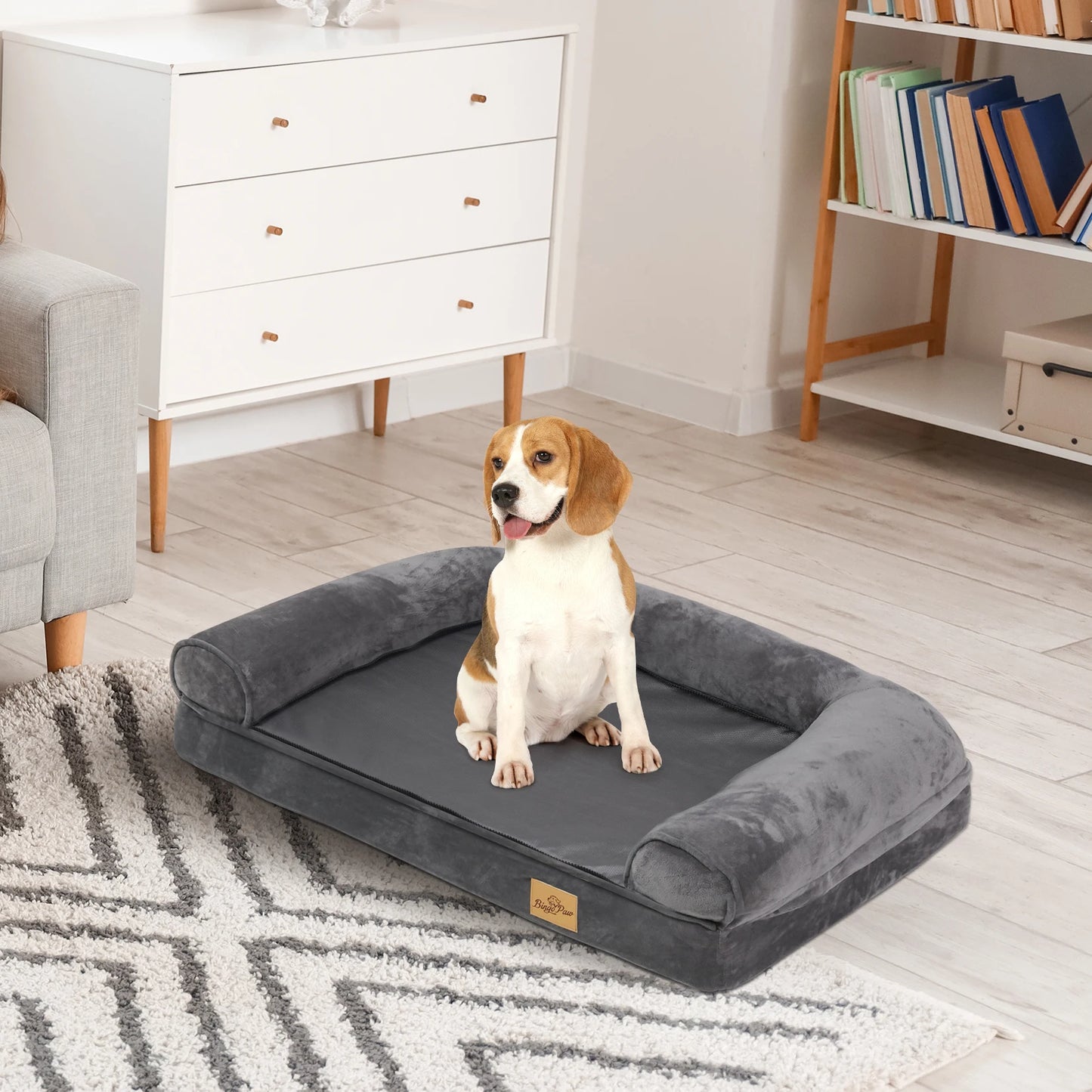Guangdong Cozy Sofa Dog Bed With Bolster And Waterproof Cover