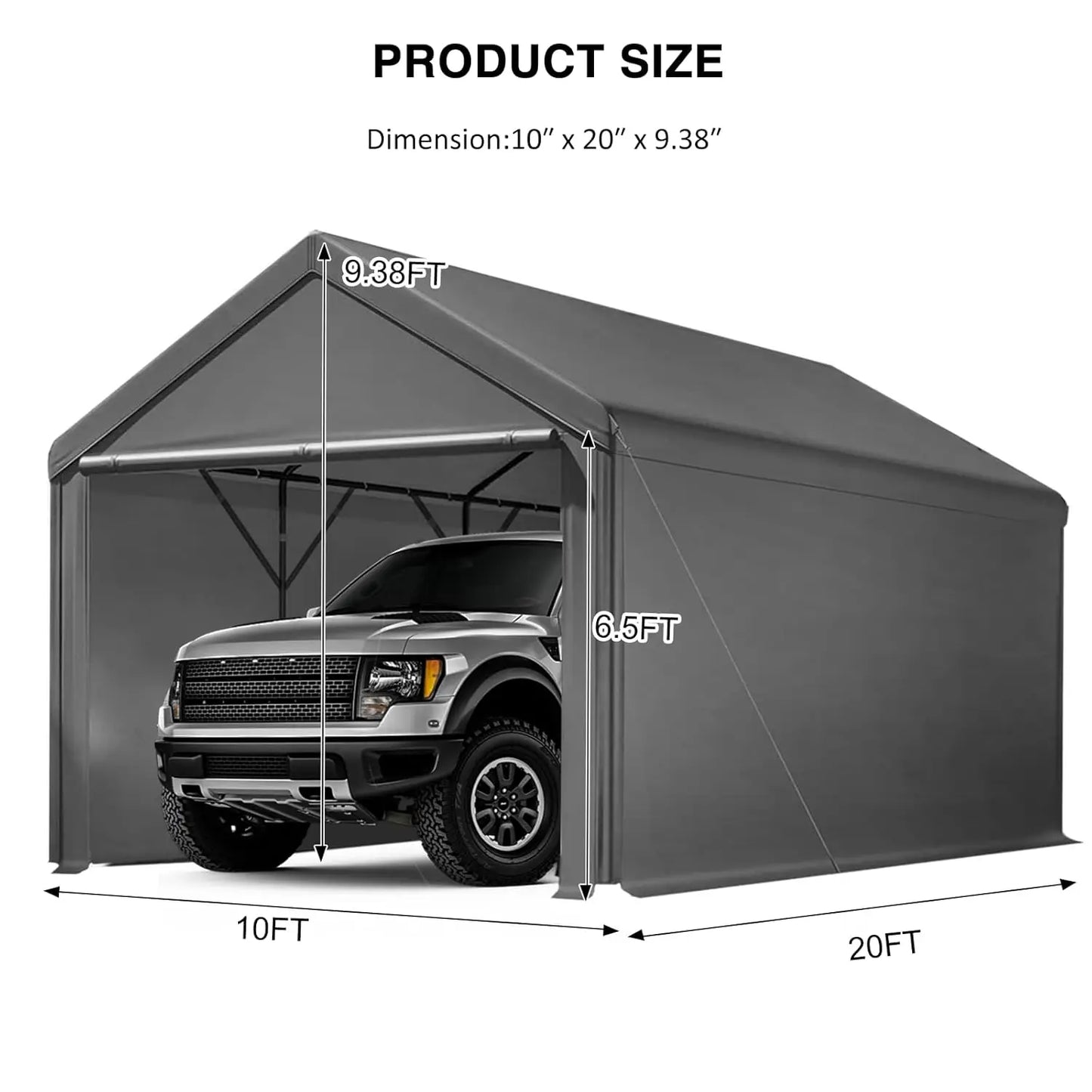 Heavy Duty Carport Canopy Portable Garage With Removable Sidewalls
