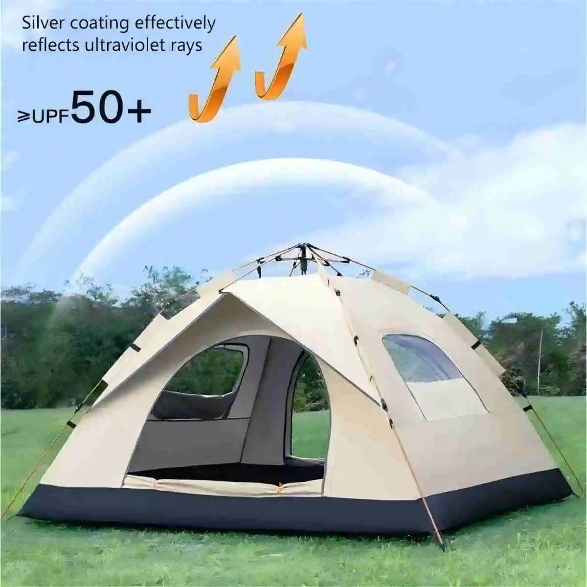 Pakicetus Automatic Opening Sunshade Camping Tent Dual Doors Windows