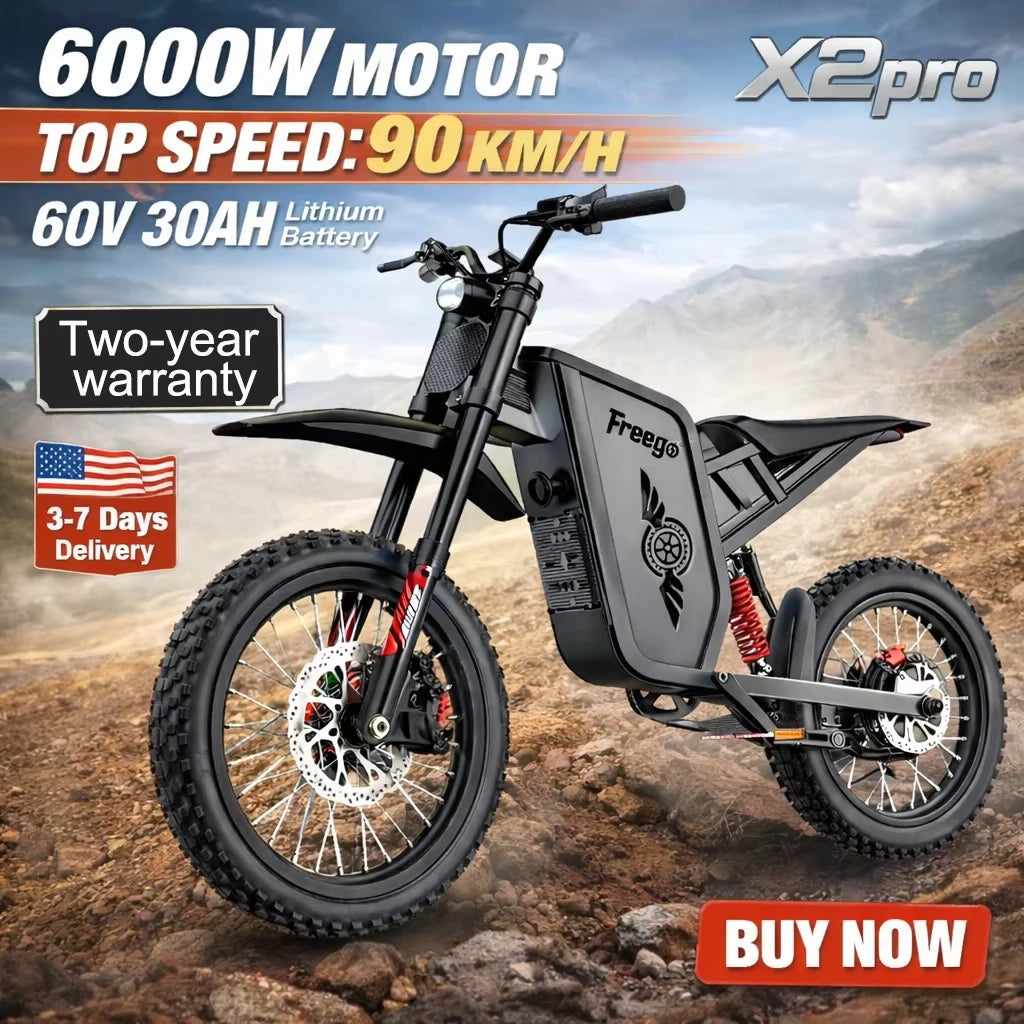 Freego X2 Pro Electric Off Road EBike 6000W 1800Wh Battery