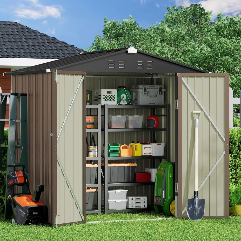 Galvanized Outdoor Storage Shed With Double Lockable Doors