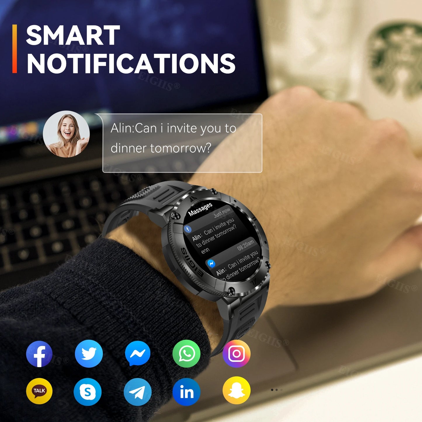 LaNikar Smart Watch With TFT Display Bluetooth Call Blood Pressure