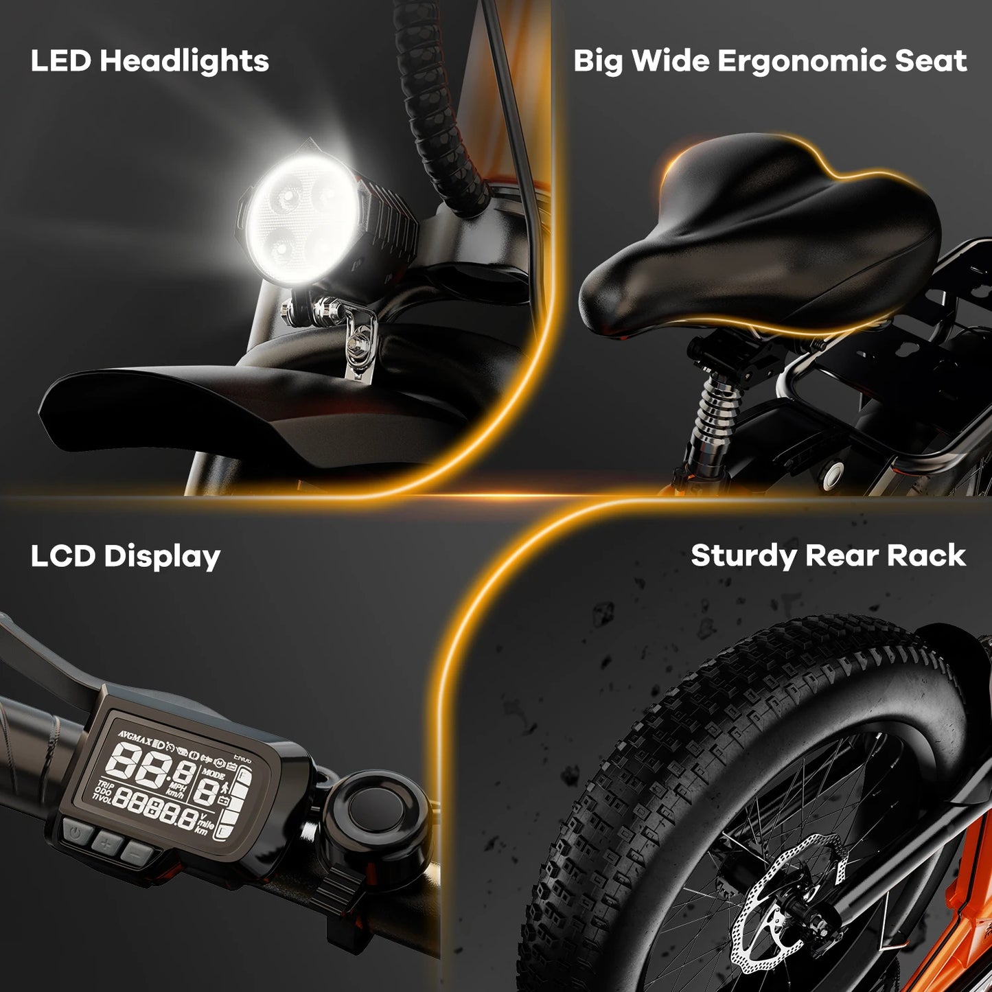 CYBERVELO 1000W Folding Electric Bike With Removable Battery