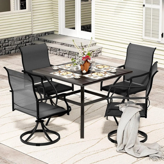 Outdoor Patio Dining Set With 4 Swivel Chairs And Table